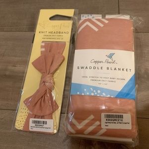 Copper Pearl “Mesa” swaddle and headband set